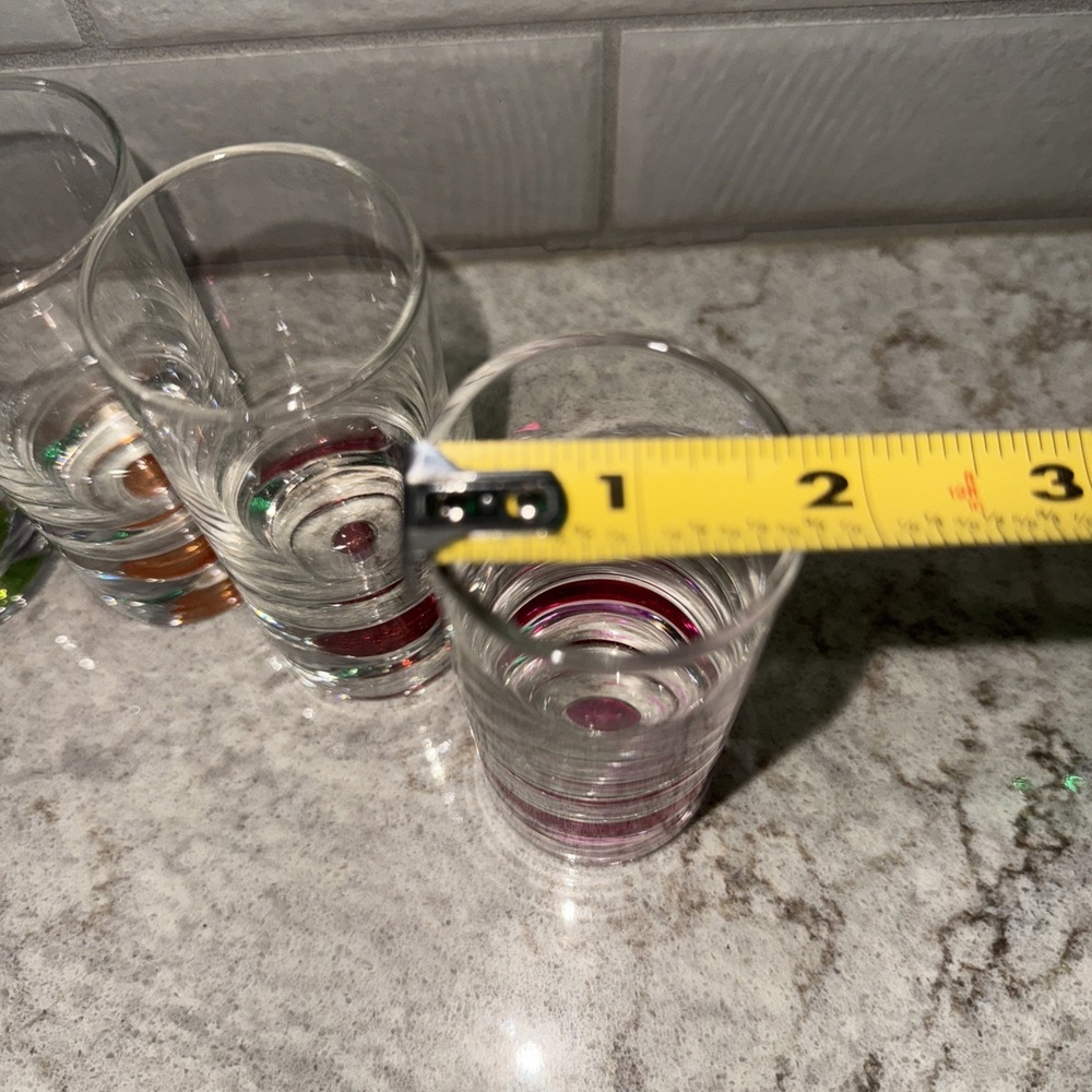 Set of 6 Shot Glasses Suspended Colored Bubble Base Barware - Picture 5 of 11